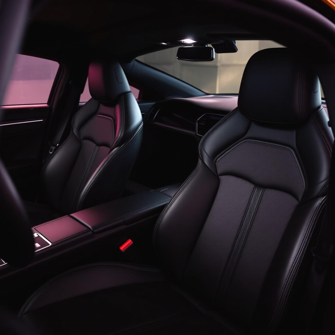 Pristine luxury car interior with conditioned leather seats